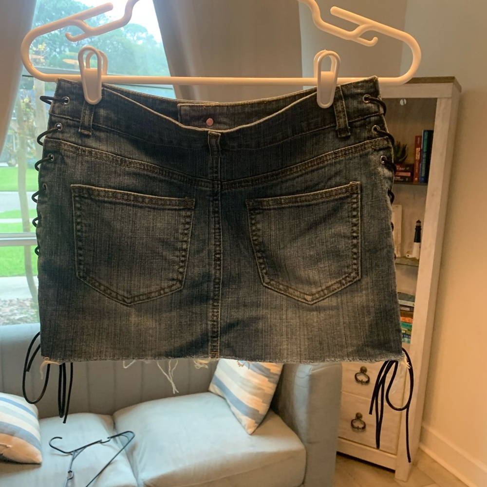 Edikted Blue Denim Mini Skirt